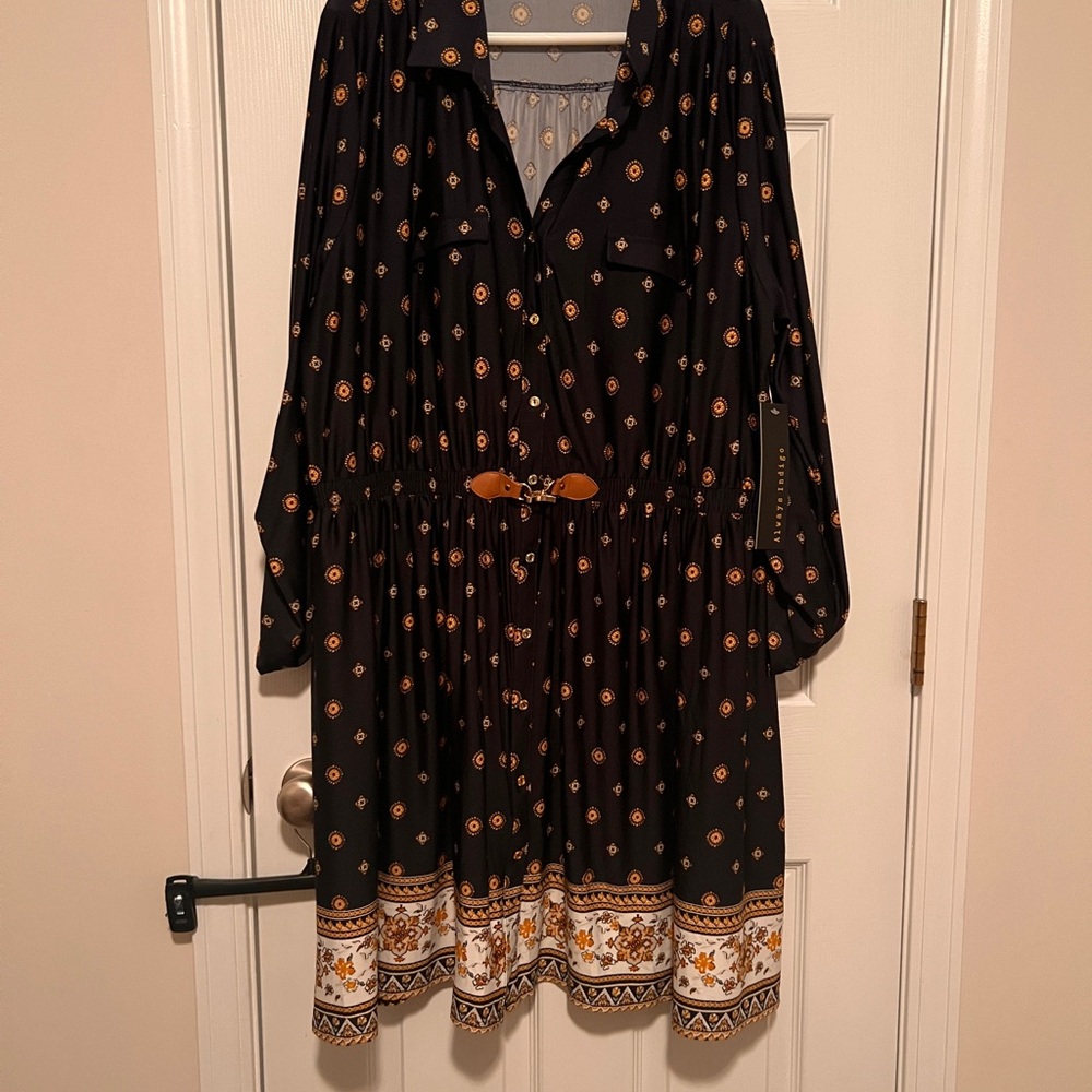 NWT 3X Navy and Gold Patterned Women's Dress